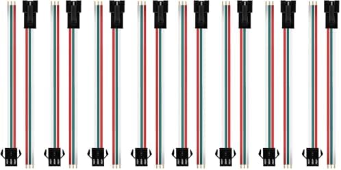 BTF-LIGHTING 20 Pairs JST SM 3 Pin Connectors for WS2812B WS2811 WS2812 WS2814 SK6812 FOCB CCT LED Strip Female Male 15cm 22awg Wire (Pack of 2)