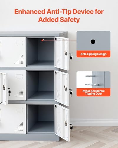 vevor 9 doors metal locker for employees, steel on a desk or shelf