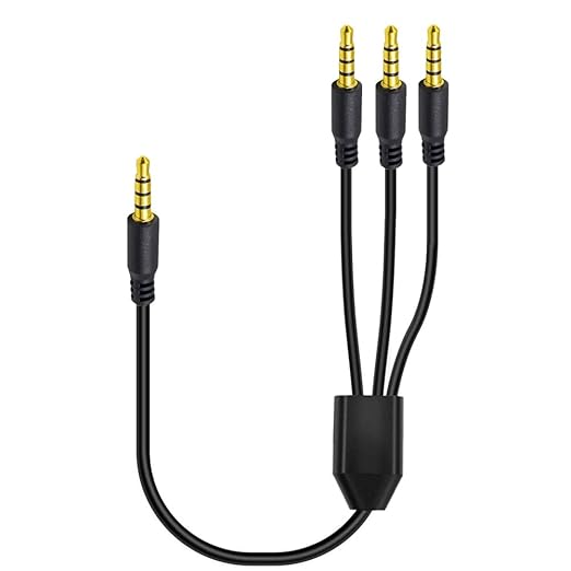 MysRuida 3.3ft 1/8” 3.5mm TRRS Stereo Audio Cable, 1 to 3 Splitter Male Aux Cord by Unknown
