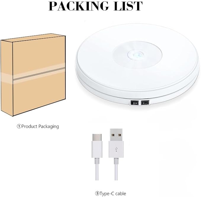 YVV LED Rotating Display Stand White 10 Inch 360° Motorized Turntable - Image 7
