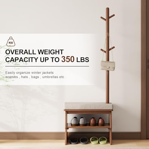 coat rack with shoe storage, shoe rack with, front angle view