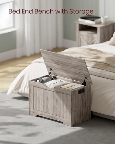vasagle storage chest, 29.9 inches width bench with, side view