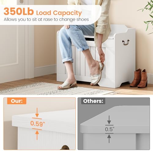 idealhouse storage bench, 24.8" storage chest with lid, side view
