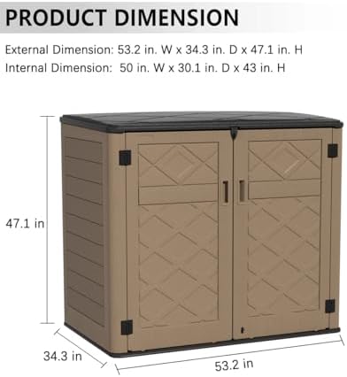 kinying larger outdoor storage shed weather resistance, resin, side view
