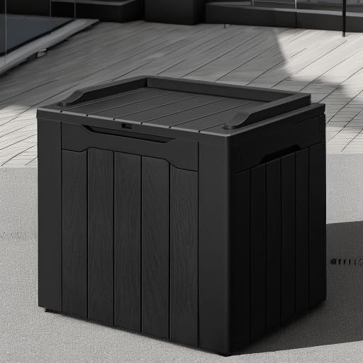 gunji 30 gallon small deck box outdoor waterproof showing dimensions