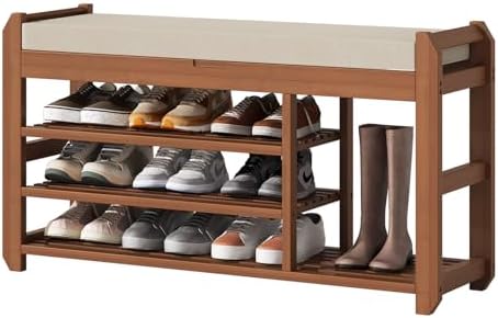39.4" entryway shoe rack bench with cushion, 3-tier, view 9