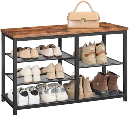 hoobro shoe bench, 5-tier shoe rack bench, industrial, view 9