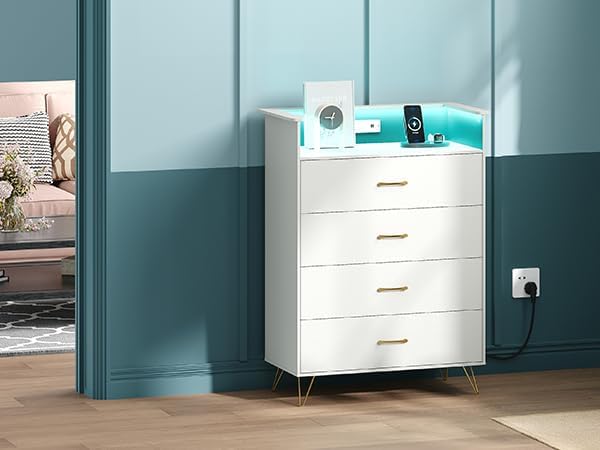 jojoka 4 drawer dresser with rgb led light, front angle view