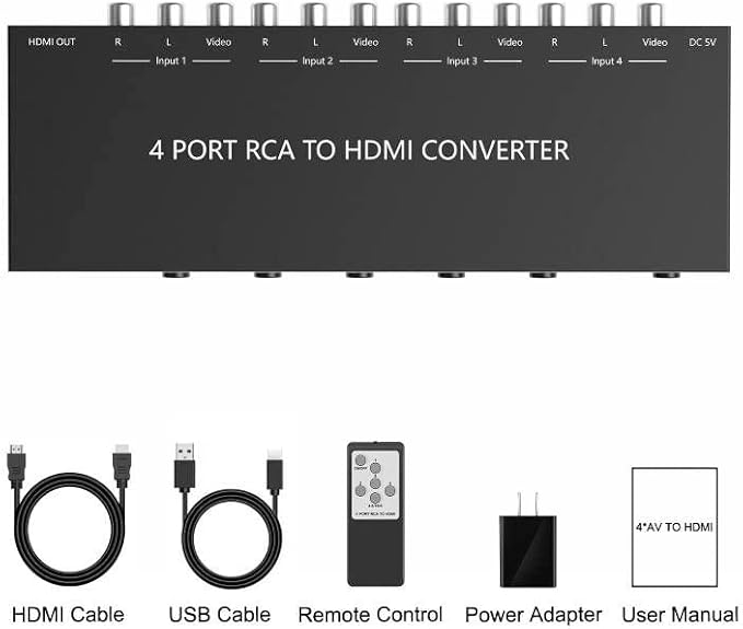 4 AV to HDMI RCA to HDMI Converter 1080P/720P 4 Way RCA Composite CVBS AV - Image 6
