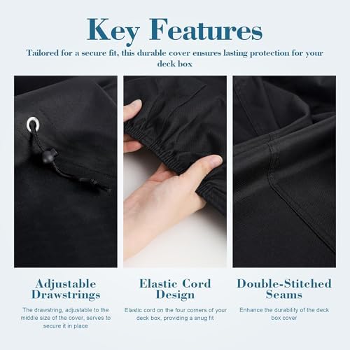 deck box cover, waterproof 600d oxford, 62 x, side view