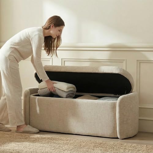 vknow storage bench, upholstered storage ottoman bench with, package contents