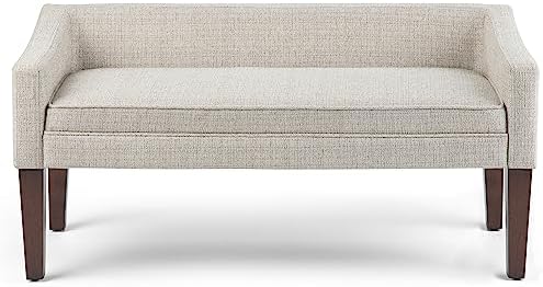 simplihome parris 50" wide upholstered bench in platinum, close-up detail