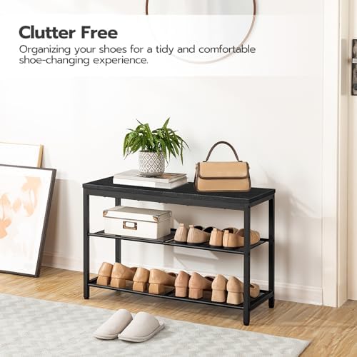 hoobro shoe bench, 3-tier shoe rack,industrial shoe organizer, view 9