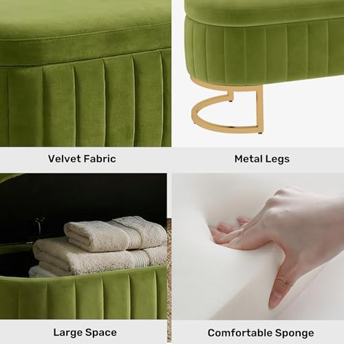 51 velvet storage ottoman bench end of bed, side view