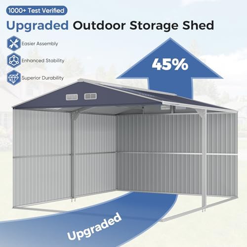 10x12 ft metal storage shed with window, lockable on a desk or shelf