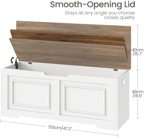 choezon storage bench, 47.2" large wooden storage chest shown in use
