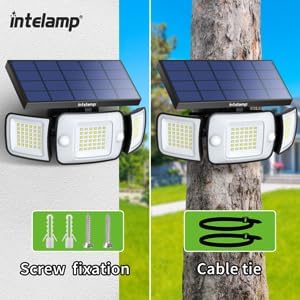 intelamp Solar Flood Lights Outdoor Waterproof, 6000mAh 1200LM Solar Powered - Image 3