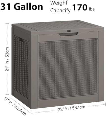 nunu lab outdoor storage box 31 gallon,waterproof indoor shown in use