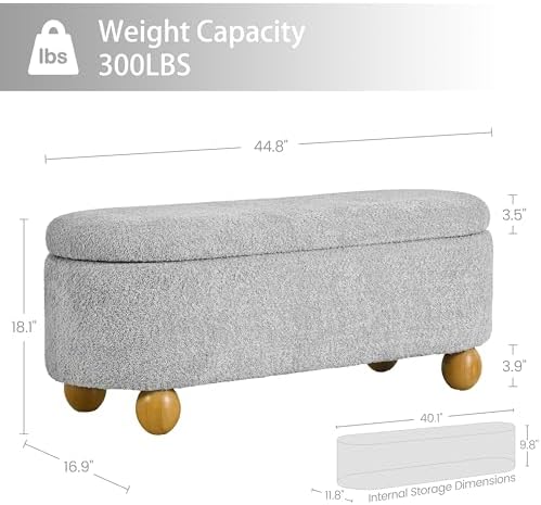 vknow 44.8" storage ottoman bench end of bed shown in use
