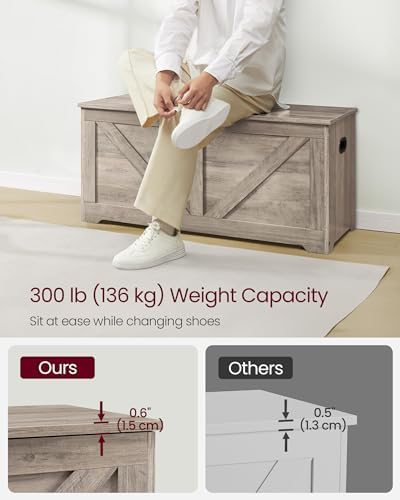 vasagle storage chest with 2 safety hinges, 15.7 on a desk or shelf