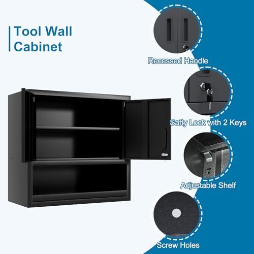 6-piece garage storage cabinets system heavy duty workshop showing dimensions
