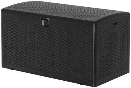 120 gallon waterproof large resin deck box indoor, close-up detail