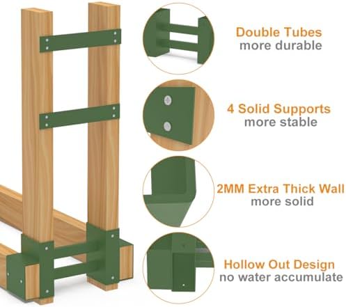 outdoor firewood brackets fire wood rack for 2x4, close-up detail