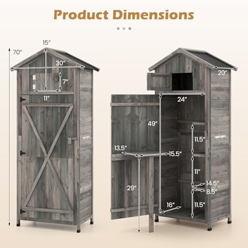 ironmax outdoor wooden storage shed with folding table shown in use