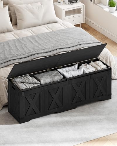 hzuaneri 59" rustic storage chest and bench | shown in use