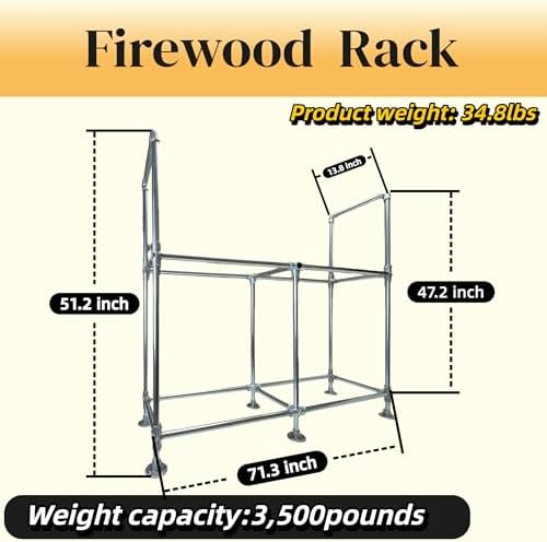 6ft heavy duty firewood rack outdoor with cover,2-tier,6, close-up detail