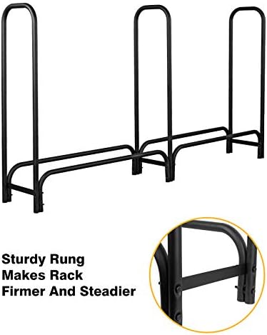 gaspro 8ft firewood rack outdoor with waterproof cover showing dimensions