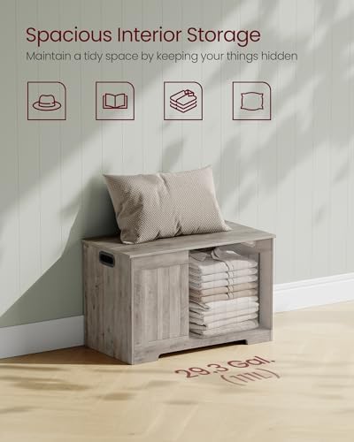 vasagle storage chest, 29.9 inches width bench with showing dimensions