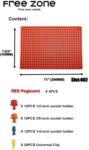 free zone 68-piece large pegboard socket tools organizer shown in use