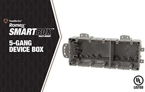 Southwire MSBMMT5G 5 Gang Multi Mount Device Box with Depth Adjustable; Heavy Duty 42lb ; Gray