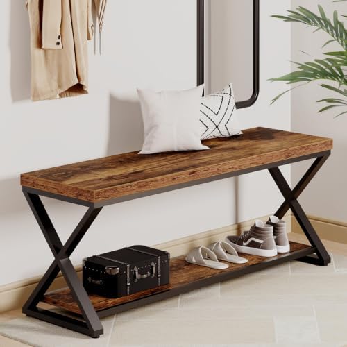 ibf rustic entryway bench with storage, rustic brown, close-up detail