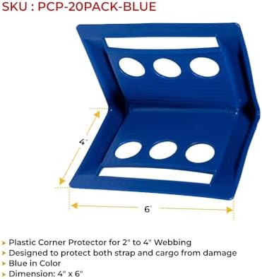 Mytee Products (20 Pieces Blue 4"x6" Flatbed Edge Protectors with Carrying Case - 4" Winch Ratchet Straps Corner Protectors for Flatbed Cargo Load