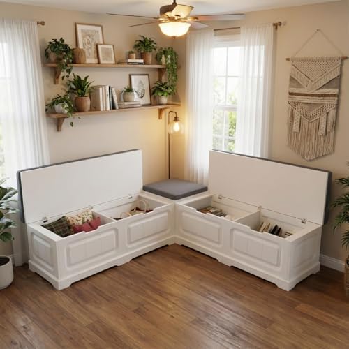 pakasept breakfast nook bench, l shaped storage bench, close-up detail