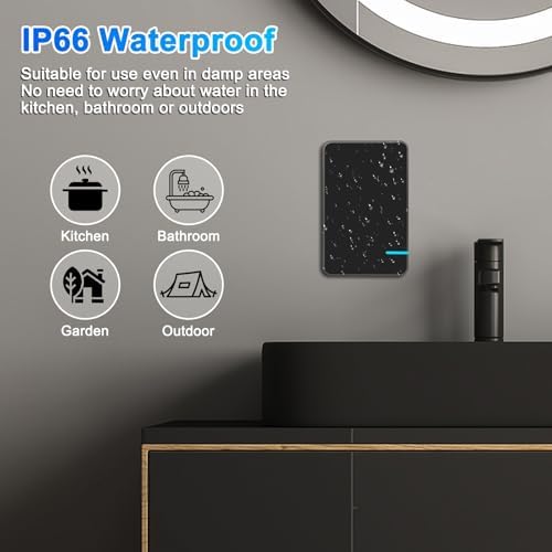 SuperInk Wireless Light Switch,No Wiring Remote Control Lighting Fixture | No Wiring,No WiFi,2 Mini Switch and Receiver,Outdoor 1969ft Indoor 328ft Remote Range,for LED Lights,Lamps,IP66 Waterproof