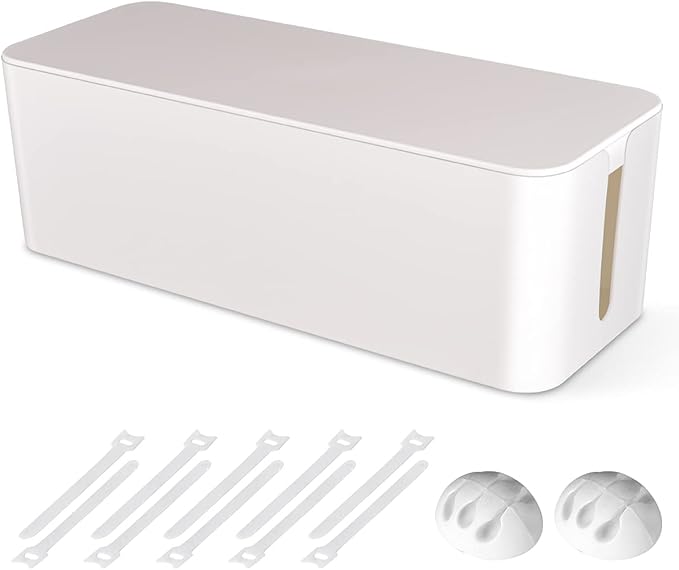 Cable Management Box, Large Cord Organizer Box to Hide Power Strip & Under Desk by Chouky