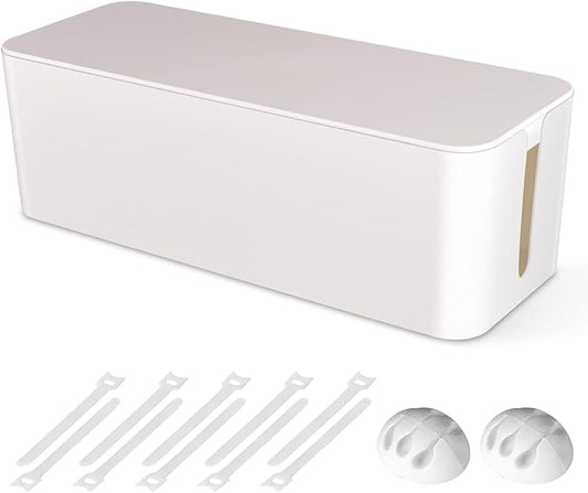 Cable Management Box, Large Cord Organizer Box to Hide Power Strip & Under Desk by Chouky
