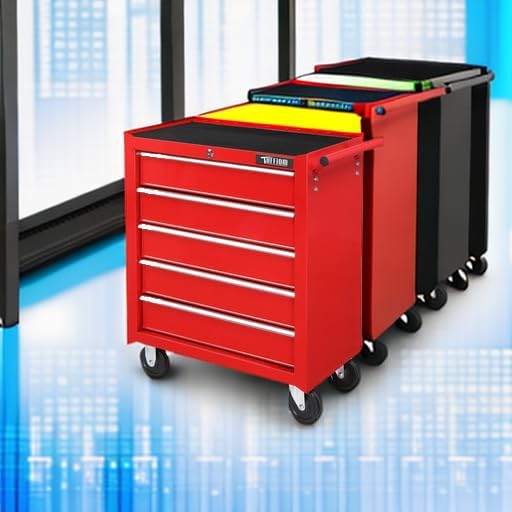 tuffiom 5-drawer rolling tool chest w/drawers & lock on a desk or shelf