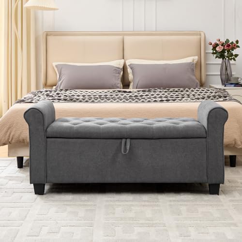 49" ottoman with storage, end of bed storage, front angle view