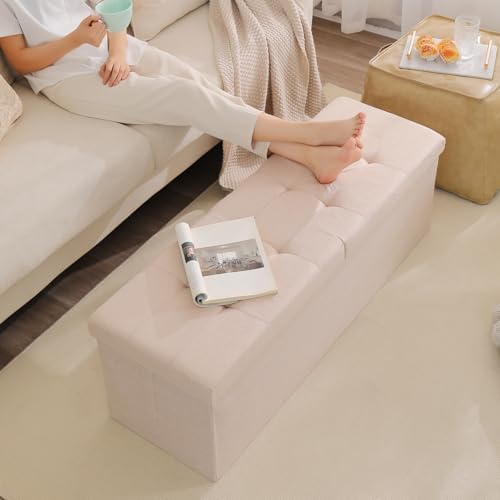 storage ottoman bench foldable footrest foot stool, 45", package contents