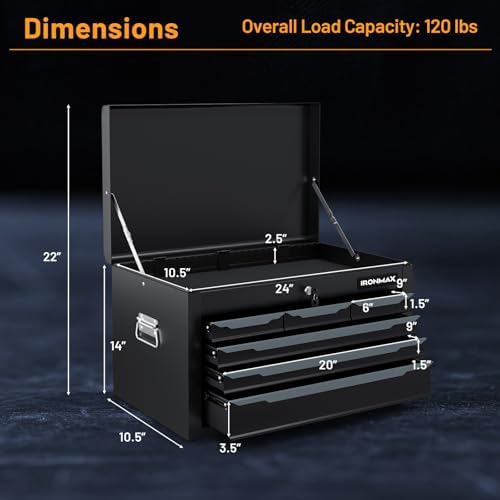 goplus tool box, 24” 6-drawers steel tool chest, package contents