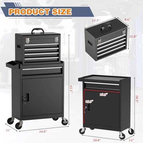 tool chest, 5-drawer rolling tool chest with detachable, close-up detail