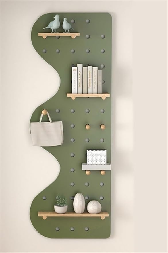 Wooden Wall Organizer for Home & Office, 15.7"x47.2" Green Perforated Display by Unknown
