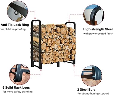 3ft firewood rack stand heavy duty logs holder, close-up detail