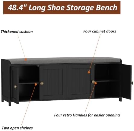 homefort 48.4" shoe storage bench with cushion, entryway on a desk or shelf