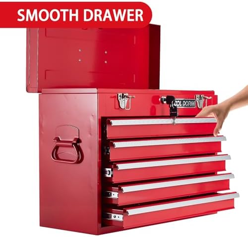 metal tool box with 5 drawers portable steel, front angle view