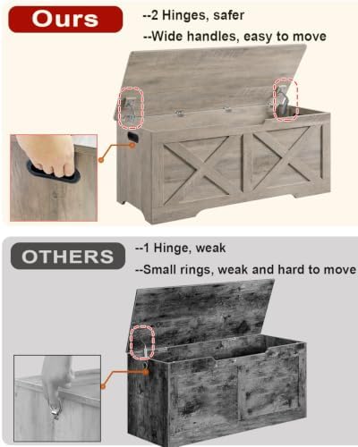 timberer 47.2" storage chest, wooden storage bench, entryway showing dimensions